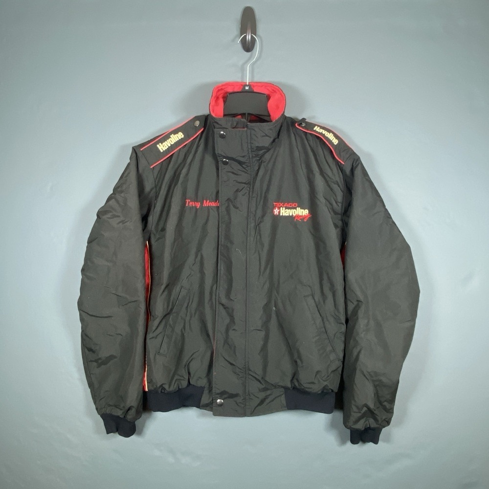 Vintage Texaco Havoline Racing Jacket Mens Large Eagle Ridge Bomber Black